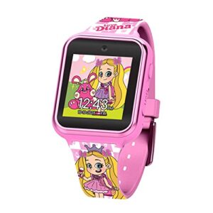 accutime kids love, diana show educational learning touchscreen pink smart watch toy with graphic strap for girls, boys, toddlers - selfie cam, games, alarm, calculator, pedometer (model: lda4037az)