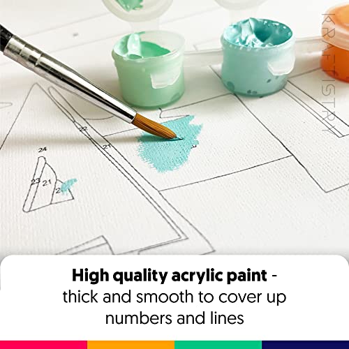 Kraftistry Paint by Number for Adults Canvas Italy | DIY Paint by Numbers for Adults Beginner | 12x16 Painting Kits for Adults with Framed Canvas, Dual-Hand Ergonomic Brush, Paint, Hooks and Nails