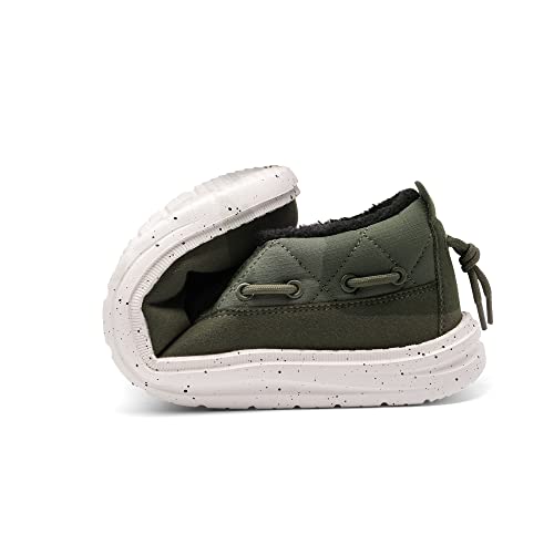 Bruno Marc Men's SBSL229M Slip-on Loafers Boat Shoes Men Faux Fur-Lined Warm Loafers Outdoor Indoor Slippers, Green, Size 11