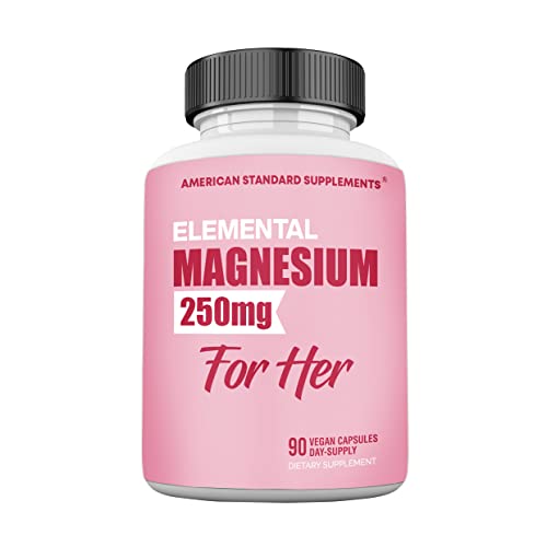 Magnesium Glycinate for Women, Elemental 250mg Per One Capsule, 90 Capsule, 90 Day Supply, Magnesium Glycinate Chelate, Magnesium Glycinate Capsule, Magnesium Supplement, Chelated for Max Absorption