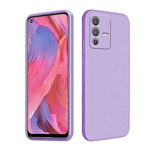 Wousunly Compatible with Vivo V23 5G Case Silicone Liquid Dark Green, Soft Smooth Touch Vivo V23 5G Phone Case Silicone Shockproof Thin Cover (Vivo V23 5G, Purple)