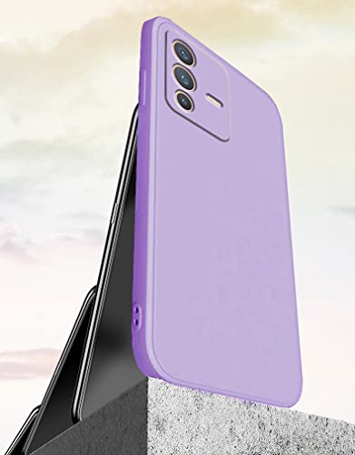 Wousunly Compatible with Vivo V23 5G Case Silicone Liquid Dark Green, Soft Smooth Touch Vivo V23 5G Phone Case Silicone Shockproof Thin Cover (Vivo V23 5G, Purple)