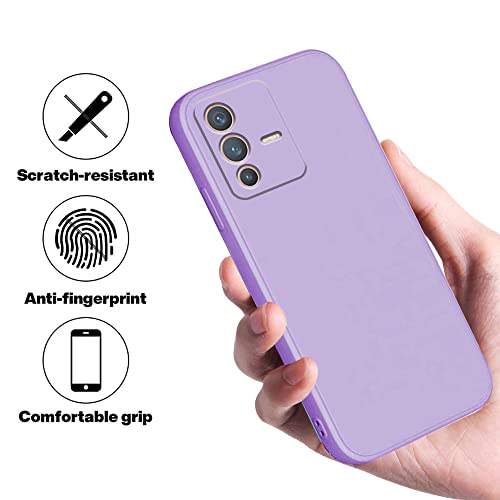 Wousunly Compatible with Vivo V23 5G Case Silicone Liquid Dark Green, Soft Smooth Touch Vivo V23 5G Phone Case Silicone Shockproof Thin Cover (Vivo V23 5G, Purple)