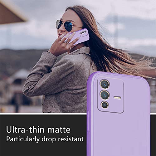 Wousunly Compatible with Vivo V23 5G Case Silicone Liquid Dark Green, Soft Smooth Touch Vivo V23 5G Phone Case Silicone Shockproof Thin Cover (Vivo V23 5G, Purple)