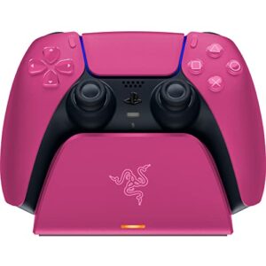 razer quick charging stand for playstation 5: quick charge - curved cradle design - matches ps5 dualsense wireless controller - one-handed navigation - usb powered - pink (controller sold separately)