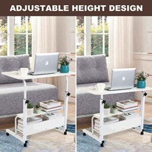 Computer Desk Adjustable Home Office Bedside Small Spaces Storage Convenient Universal Movable Table Detachable Wheels Living Room Sofa Desk Home Office Desk Furniture Size 15.7 * 31.5 Inch,White
