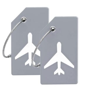 silicone luggage tag with name id card perfect to quickly spot luggage suitcase (gray)