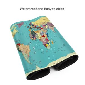 Granbey Extra Large World Map Mouse Pad XXXL Mousepad Gaming Accessories Waterproof Full Desk Cover Mousepad with Stitched Edge for Laptop Computer and PC 35.5" x 16" World Map with Countries