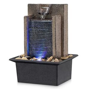 amootek tabletop fountain waterfall fountain office tabletop fountain includes many natural river rocks decorated with colorful light 6.3" l x 5.12" w x 8.66" h