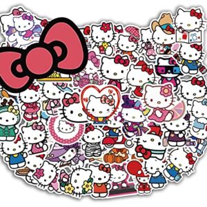 Cannity Hello Kitty Stickers, 50PCS Cute Stickers White Theme Kawaii Cat Stickers for Kids Teens Adults, Vinyl Waterproof Stickers Pack for Laptop Phone Luggage Water Bottles