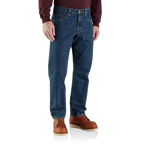 Carhartt Men's Relaxed Fit Flannel-Lined 5-Pocket Jean, Canal, 32 x 32