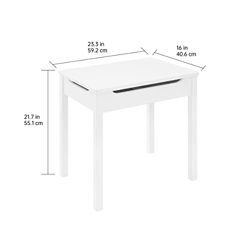 Amazon Basics Wood Lift-Top Kids Rectangular Study Desk, White