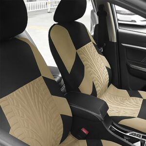 2PCS Car Seat Covers for Front Seats, Breathable Waterproof Polyester Split Automotive Cushion Cover, Vehicle Seat Protectors Driver Interior Accessories Universal for Most Cars, SUV (Beige/Front)