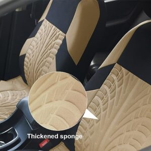 2PCS Car Seat Covers for Front Seats, Breathable Waterproof Polyester Split Automotive Cushion Cover, Vehicle Seat Protectors Driver Interior Accessories Universal for Most Cars, SUV (Beige/Front)