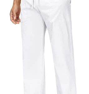 Boisouey Mens Linen Loose Pant Lightweight Elastic Waist Trouser Yoga Beach Pant White L