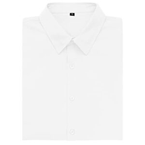 URRU Men's Muscle Dress Shirts Slim Fit Stretch Long Sleeve Casual Button Down Shirt White S