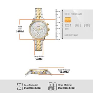 Fossil Women's Neutra Quartz Stainless Steel Chronograph Watch, Color: Gold/Silver (Model: ES5216)