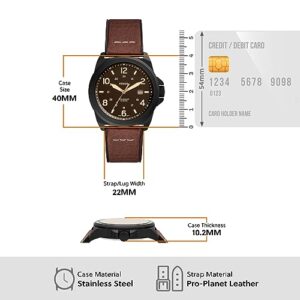 Fossil Men's Bronson Quartz Stainless Steel and Eco Leather Three-Hand Watch, Color: Black, Dark Brown (Model: FS5938)