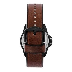 Fossil Men's Bronson Quartz Stainless Steel and Eco Leather Three-Hand Watch, Color: Black, Dark Brown (Model: FS5938)