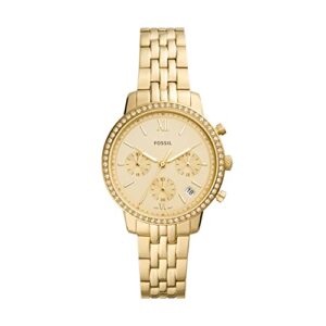 fossil women's neutra quartz stainless steel chronograph watch, color: gold (model: es5219)