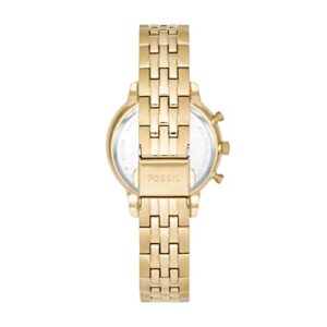 Fossil Women's Neutra Quartz Stainless Steel Chronograph Watch, Color: Gold (Model: ES5219)