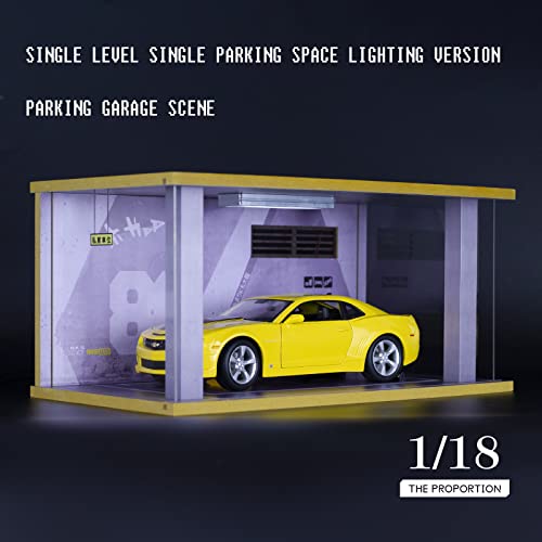 SIKIVOT 1/18 Scale Die-cast Model Car Display Case,Acrylic Display Case , Parking Garage Model for die-Casting car Models,1 Parking Space (7191 Yellow Door) (7191 Graffiti 86)