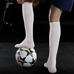 GRAPMKTG 3 Pack Softball Soccer Baseball Socks for Youth Men and Women Football Knee High Socks for Kids Adult Tube Socks for Boys Girls White Medium