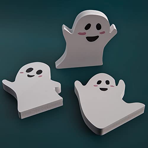 3 Pieces Halloween Decor Wooden Ghost Sign Table Tiered Tray Decorations, Trick or Treat Candy Sign Blocks for Party Home Shelf Display (Rustic)