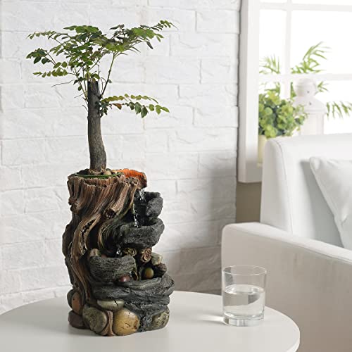 GOSSI Indoor Fountain Decorative 5-Tier Rockery Tabletop Fountains with a Small Plastic Pot to Grow The Plant by Yourself(Auto Watering)(22021)