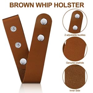 Giegxin 2 Pcs Halloween Leather Whip Holster Accessories Handmade Belt Whips Holder Bullwhip Whip Loop for Horse Riding Whips and Crops Belt, 1.2 x 5.4 Inches (Dark Brown)