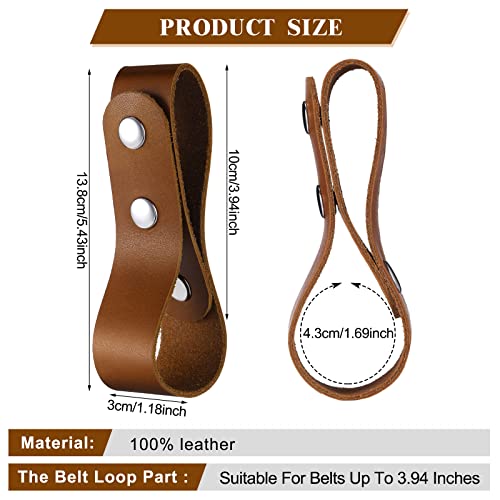 Giegxin 2 Pcs Halloween Leather Whip Holster Accessories Handmade Belt Whips Holder Bullwhip Whip Loop for Horse Riding Whips and Crops Belt, 1.2 x 5.4 Inches (Dark Brown)