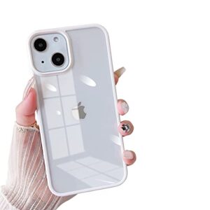 ztofera compatible with iphone 13 case clear, anti-scratch crystal transparent shockproof protective case for iphone 13 - white