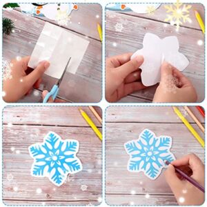 Marspark 68 Pieces Winter Classroom Bulletin Border Decoration Penguin Cutouts Snowflake Snowman Gloves Hat Hello for Christmas Home Decor (Snowman)