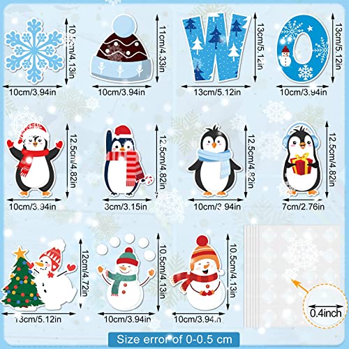 Marspark 68 Pieces Winter Classroom Bulletin Border Decoration Penguin Cutouts Snowflake Snowman Gloves Hat Hello for Christmas Home Decor (Snowman)