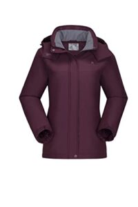 camel crown ski jackets for women winter snow coats warm mountain waterproof female jacket hooded windbreaker dark purple s