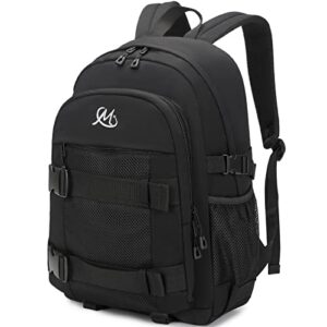mirlewaiy classical casual large boys daypack black travel laptop backpack school bookbag work bag for college student water-resistent, black