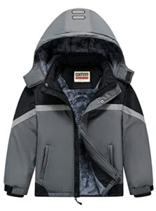 wulful boy's waterproof ski coat winter warm snow coat with hood