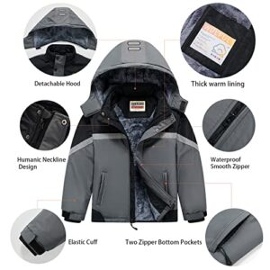 WULFUL Boy's Waterproof Ski Coat Winter Warm Snow Coat with Hood