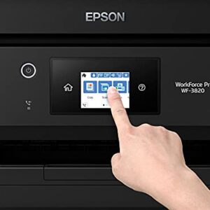 Epson Workforce Pro WF-3820 All-in-One Wireless Color Inkjet Printer Home Office, Black - Print Scan Copy Fax - 21 ppm, 4800 x 2400 dpi, 2.7" Touchscreen, Auto Duplex Printing, 35-Sheet ADF, Ethernet