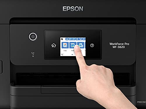 Epson Workforce Pro WF-3820 All-in-One Wireless Color Inkjet Printer Home Office, Black - Print Scan Copy Fax - 21 ppm, 4800 x 2400 dpi, 2.7" Touchscreen, Auto Duplex Printing, 35-Sheet ADF, Ethernet