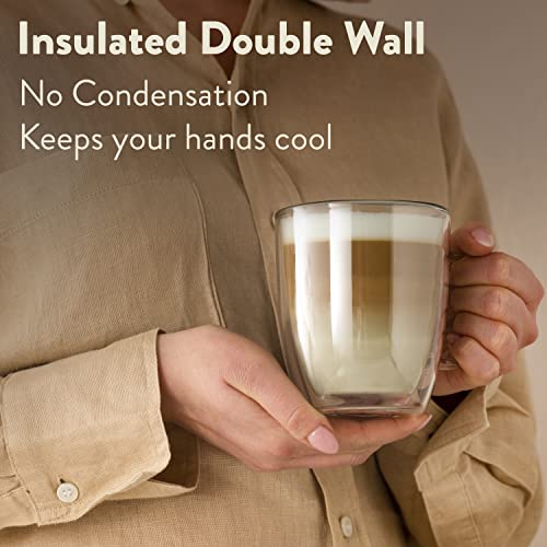 JOYFUL HOME Double Wall Glass Coffee Mugs - 12 oz. Insulated Double Walled, Smoky Gray Borosilicate Glass with Large Handle for Coffee, Cocoa and Tea (Set of 2)