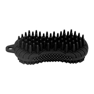 silicone body scrubber dual sided bath shower body brush body wash bath exfoliating skin massage scrubber fit for sensitive and all kinds of skin(black)