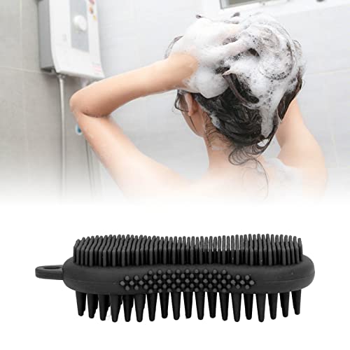 Silicone Body Scrubber Dual Sided Bath Shower Body Brush Body Wash Bath Exfoliating Skin Massage Scrubber Fit for Sensitive and All Kinds of Skin(black)