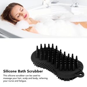 Silicone Body Scrubber Dual Sided Bath Shower Body Brush Body Wash Bath Exfoliating Skin Massage Scrubber Fit for Sensitive and All Kinds of Skin(black)