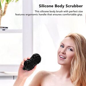 Silicone Body Scrubber Dual Sided Bath Shower Body Brush Body Wash Bath Exfoliating Skin Massage Scrubber Fit for Sensitive and All Kinds of Skin(black)