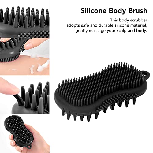 Silicone Body Scrubber Dual Sided Bath Shower Body Brush Body Wash Bath Exfoliating Skin Massage Scrubber Fit for Sensitive and All Kinds of Skin(black)