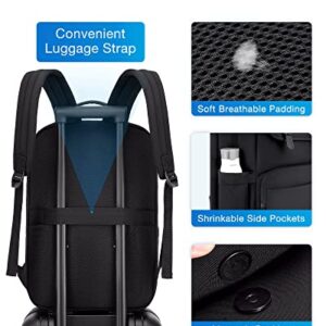 BAGSMART Laptop Backpack, Backpack For Men Women,Black Travel Backpack Fits 17.3 Inch Computer Work Back Pack College Bag With Charging Port