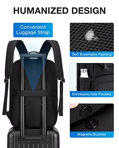 BAGSMART Laptop Backpack, Backpack For Men Women,Black Travel Backpack Fits 17.3 Inch Computer Work Back Pack College Bag With Charging Port