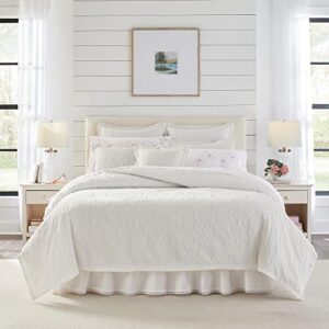 laura ashley home- queen duvet cover set, cotton reversible bedding with matching sham(s), farmhouse home décor (rowland matelasse white, queen)