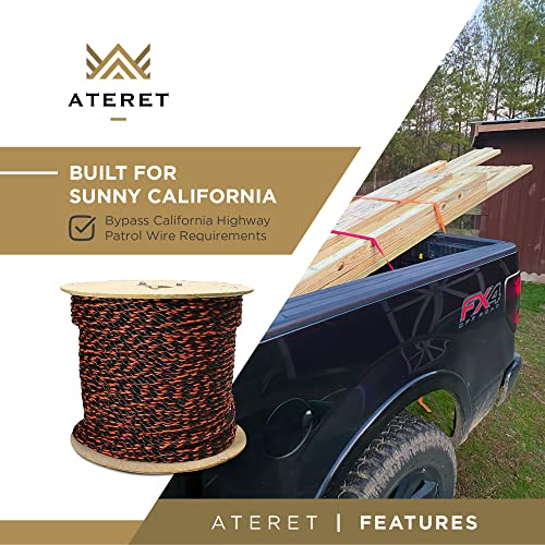 ATERET California Truck Rope - 1/4" x 50 Feet Twisted 3 Strands Polypropylene Rope - Ideal for Truck Cargo Straps, Marine, Boating